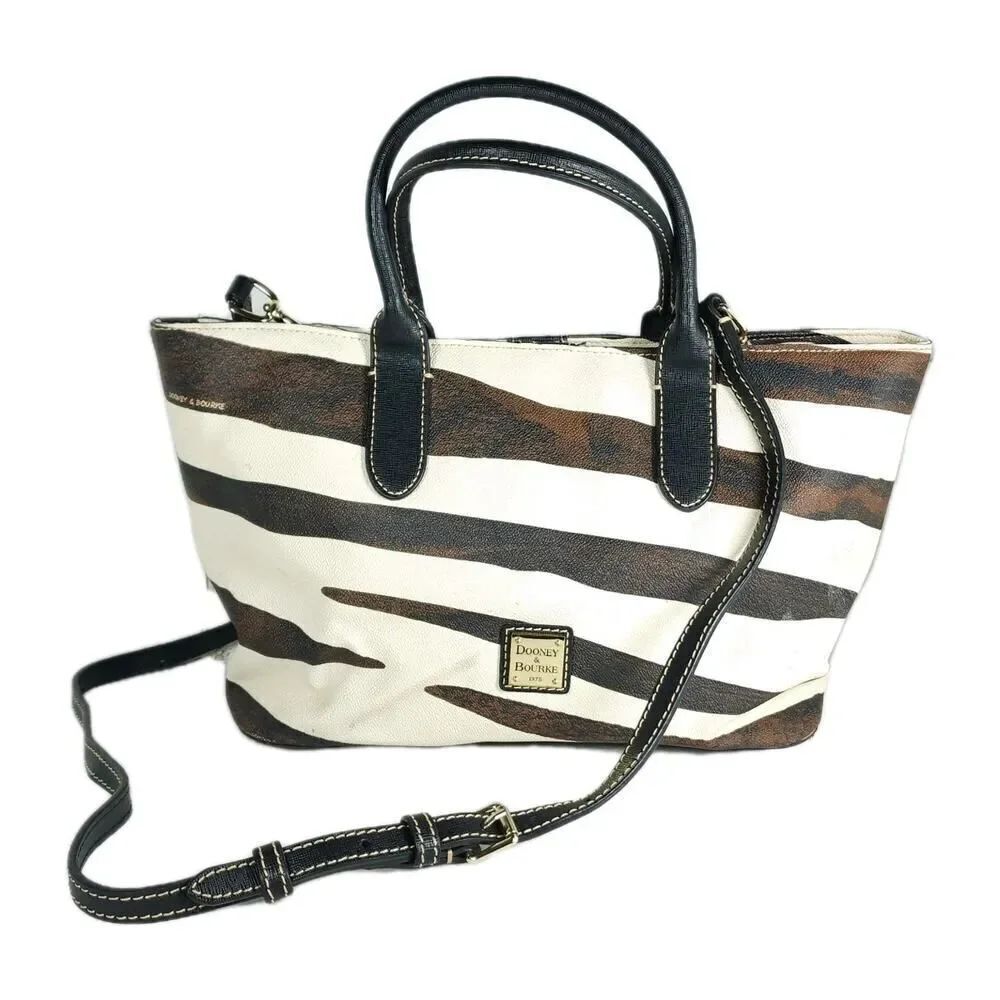 Dooney&Bourke Serengeti Brielle Leather Zebra Satchel ShoulderBag Handbag